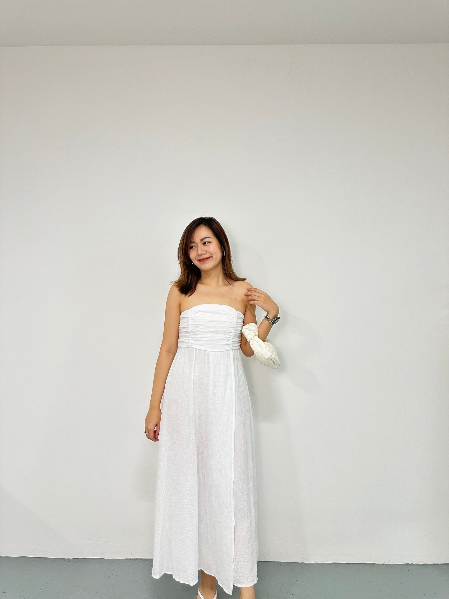 Anja Tube Maxi Dress (White)