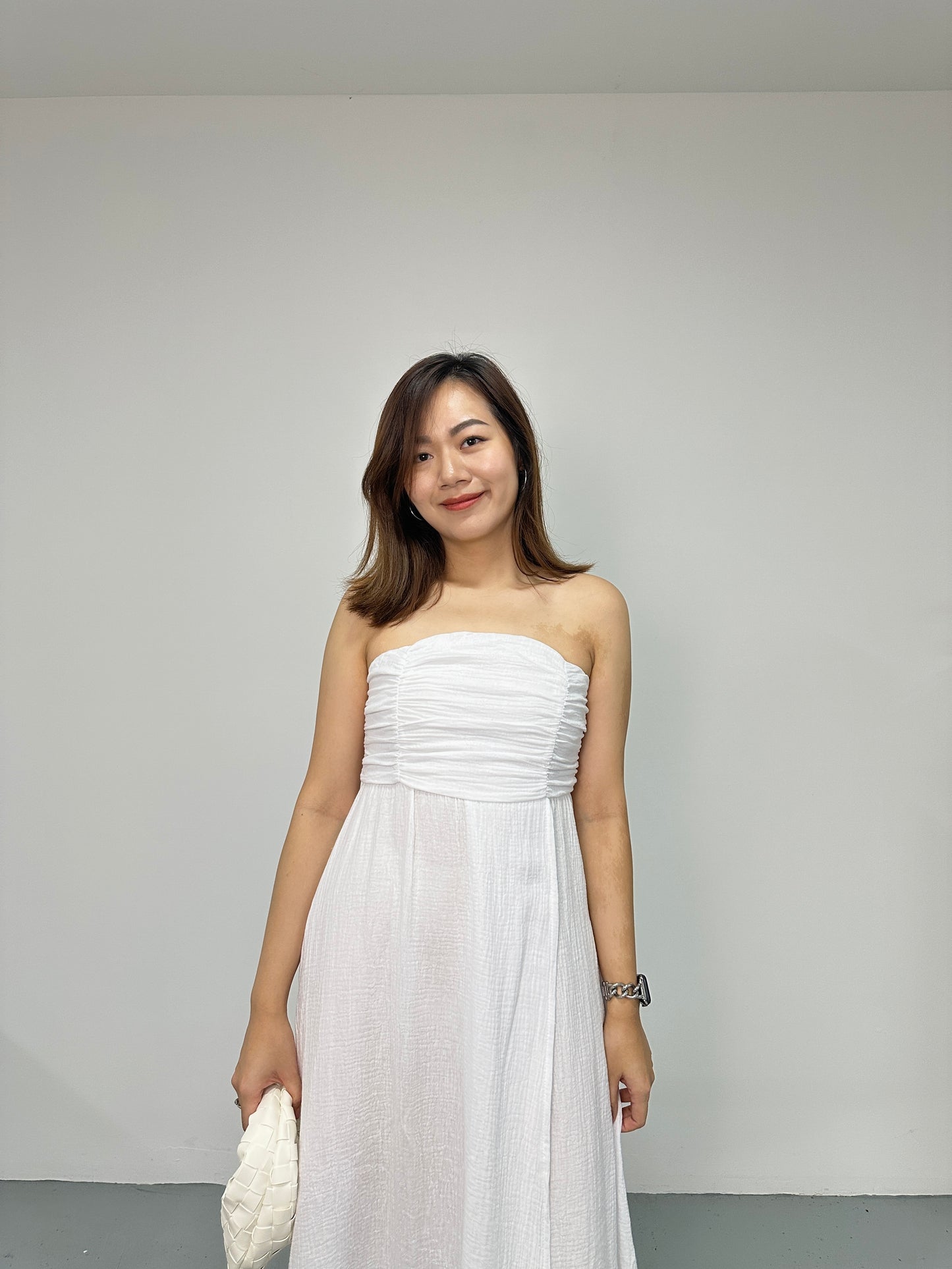 Anja Tube Maxi Dress (White)