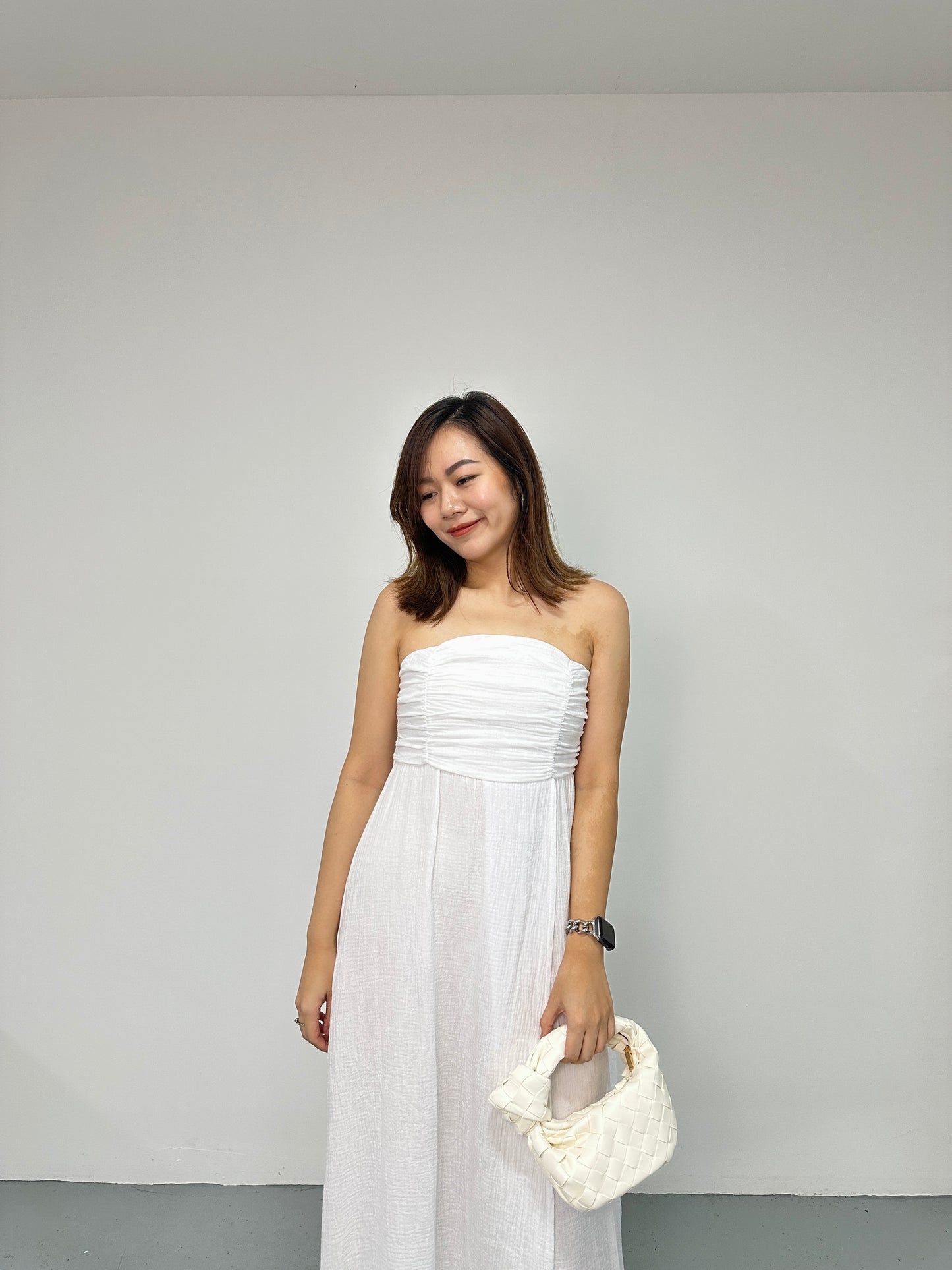 Anja Tube Maxi Dress (White)