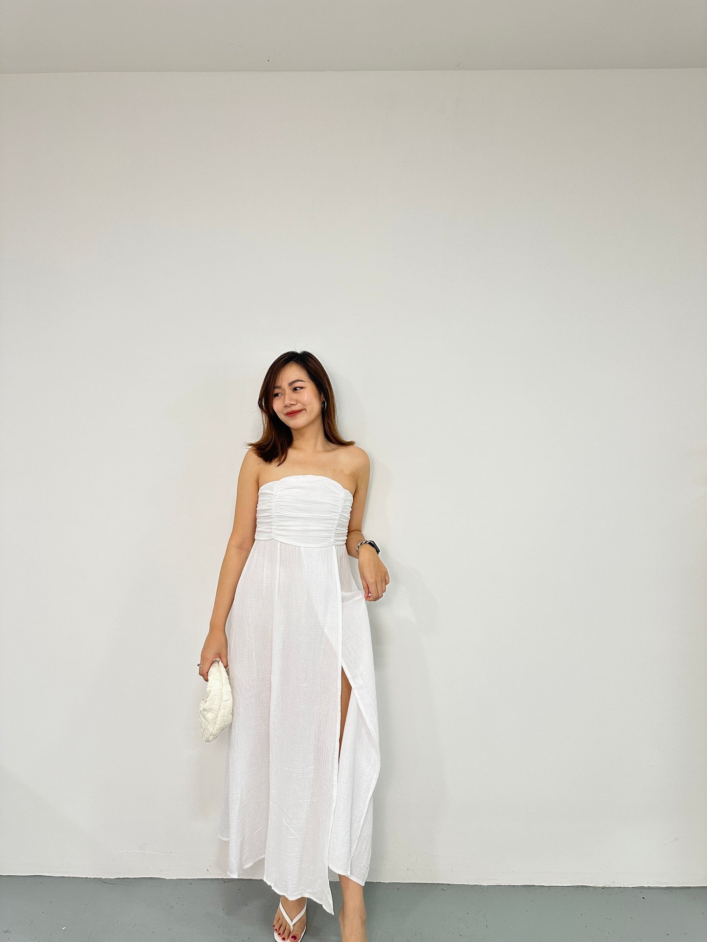 Anja Tube Maxi Dress (White)