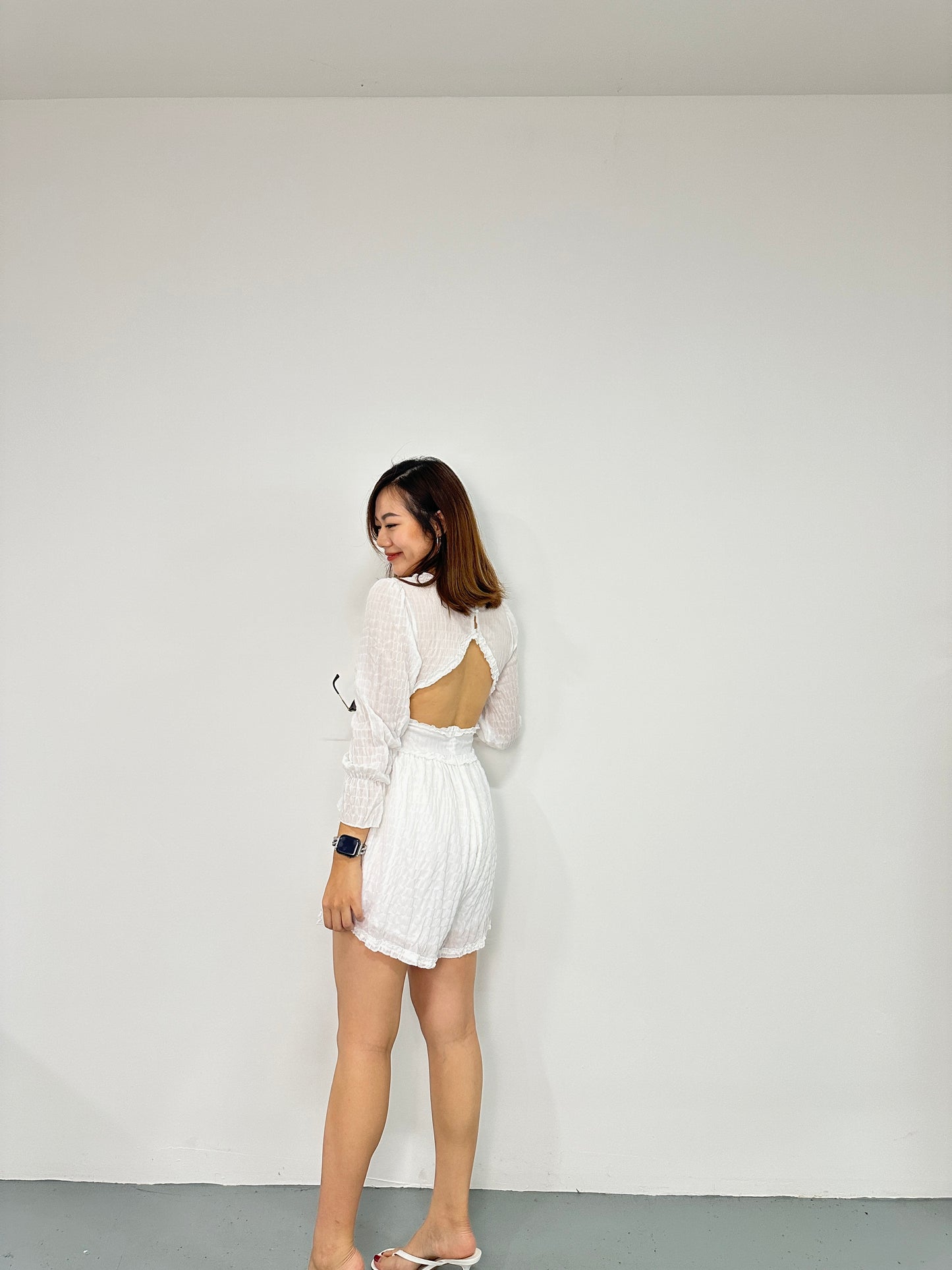 Aria V Neck Romper (White)