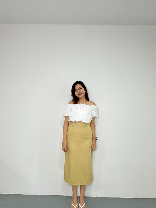 Arianna Midi Slit Skirt (Yellow)